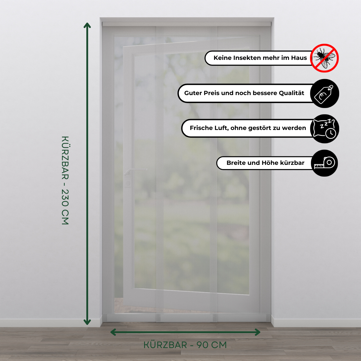 Vertikale Fliegengittertür Weiß