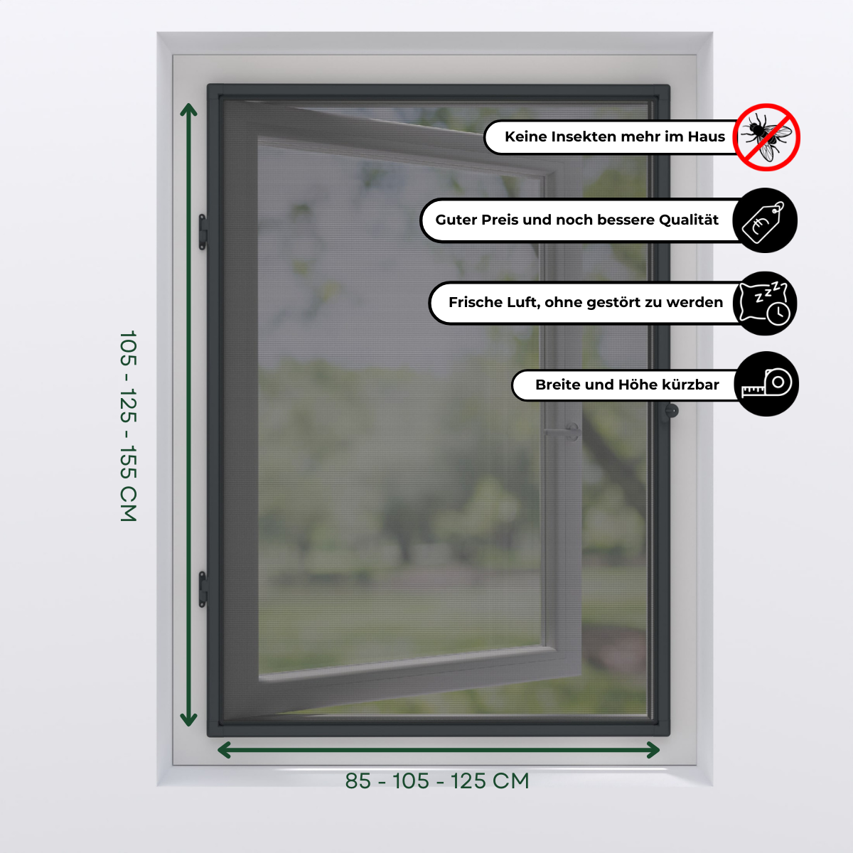 Fliegengitterfenster mit Scharnieren Anthrazit