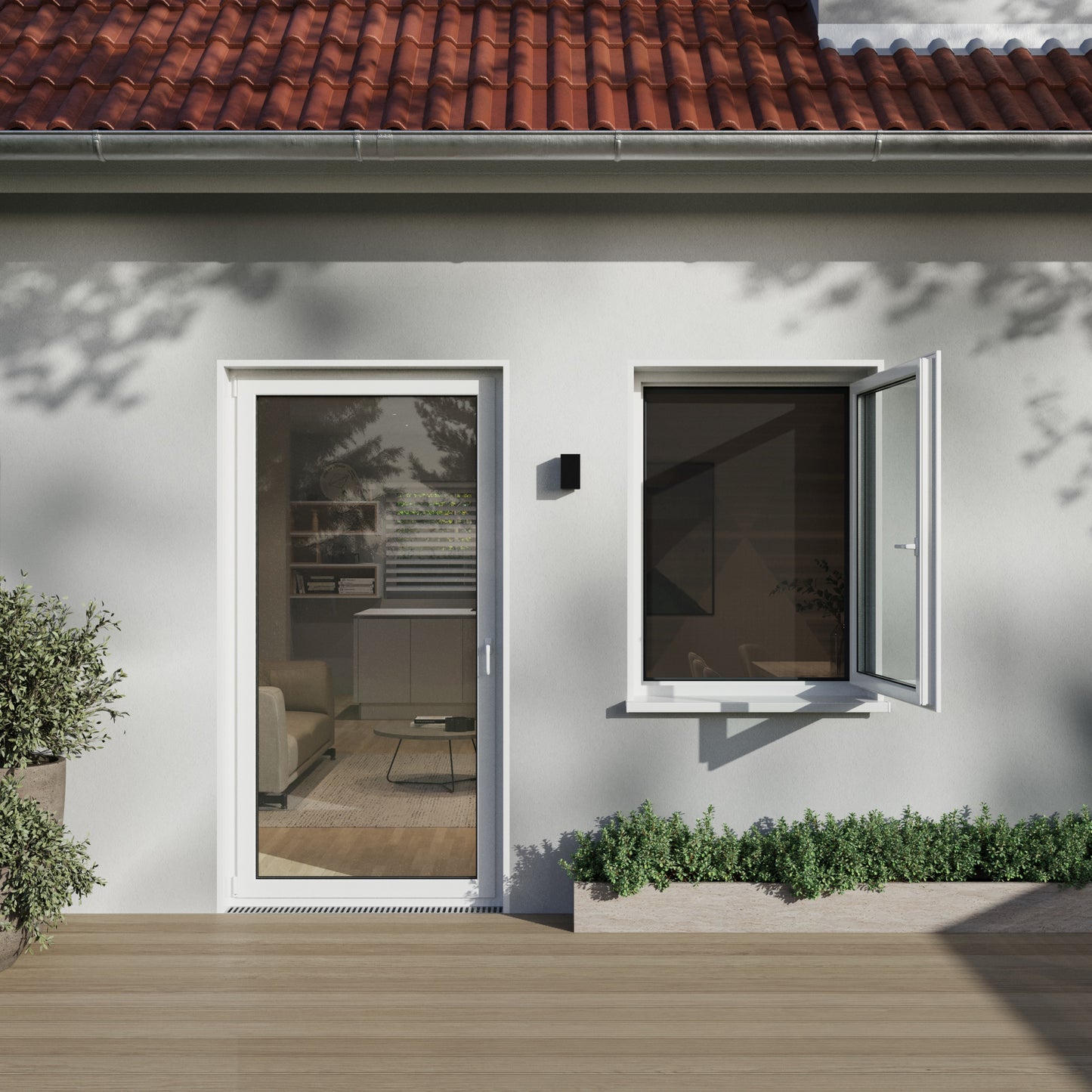 Fliegengitterfenster mit Scharnieren Anthrazit