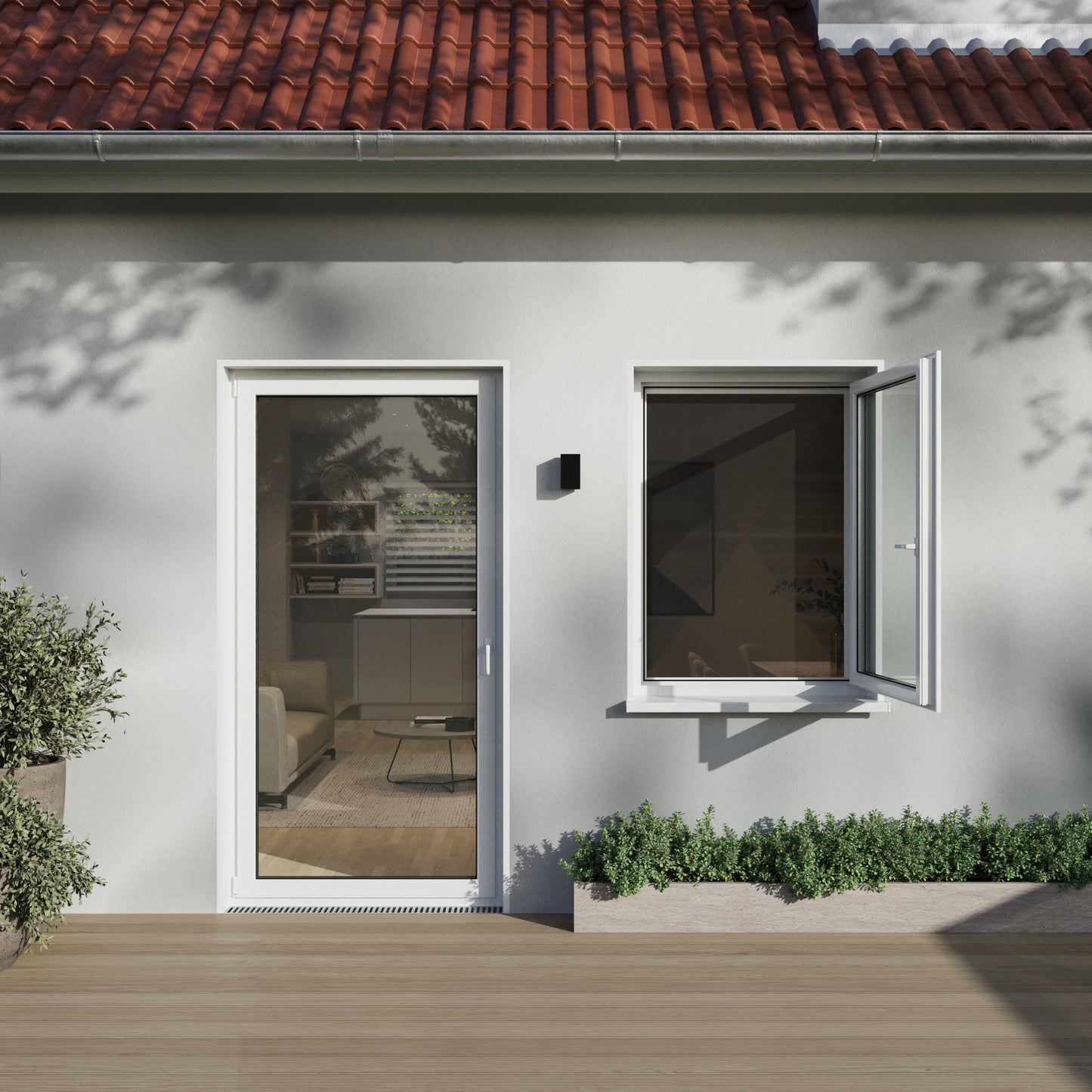 Fliegengitterfenster mit Scharnieren Weiß