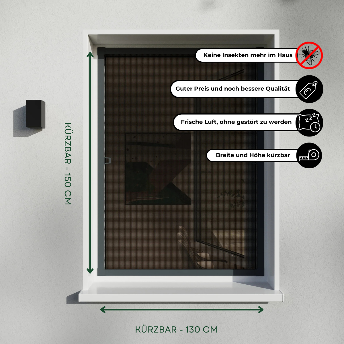 Fliegengitterfenster außen Anthrazit