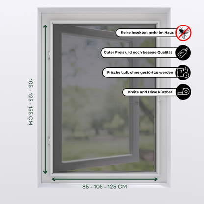 Fliegengitterfenster mit Scharnieren Weiß